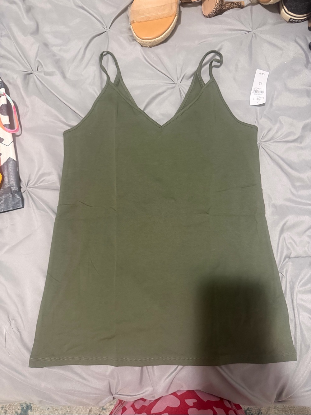 LOFT Olive Green V-Neck Spaghetti Strap Cami